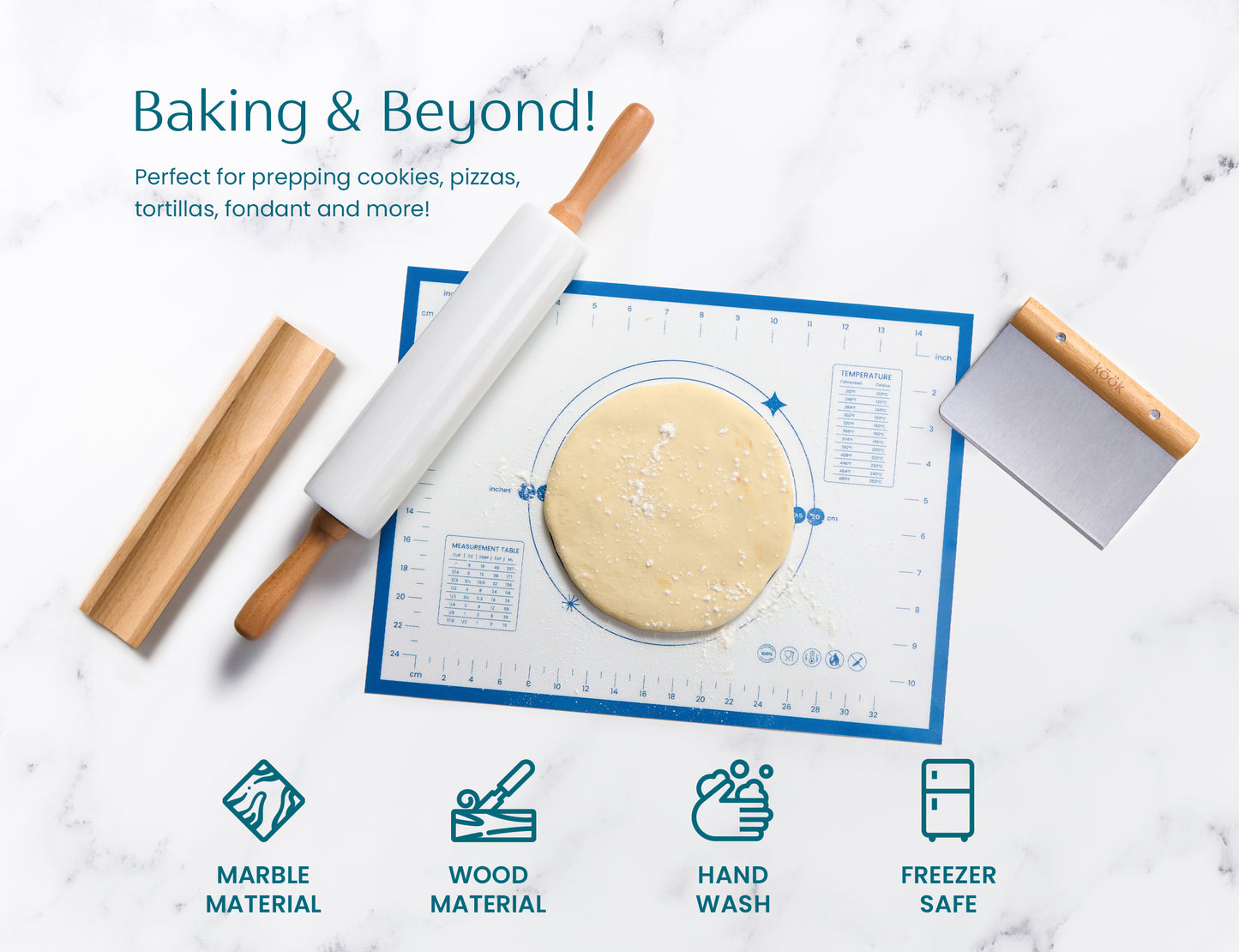 MARBLE ROLLING PIN SET