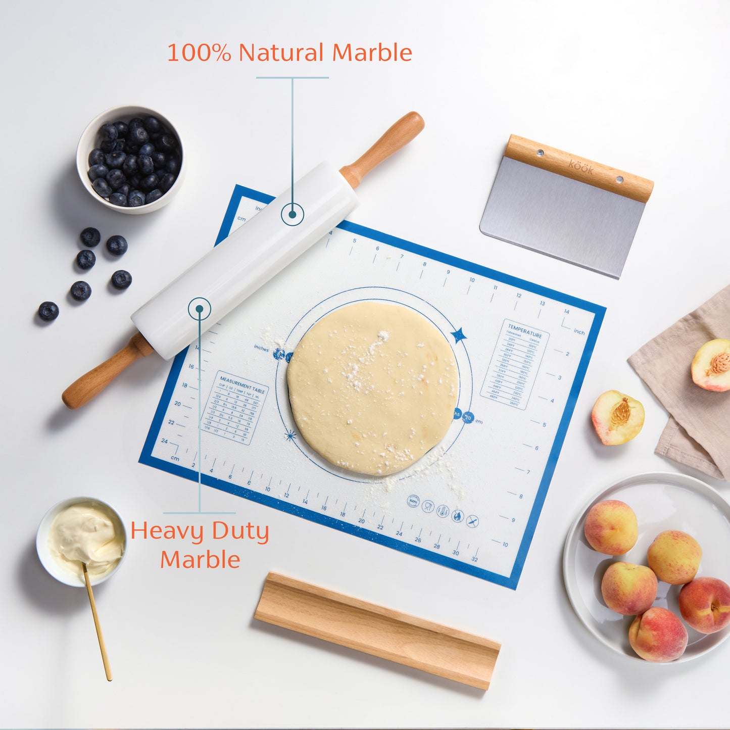 MARBLE ROLLING PIN SET